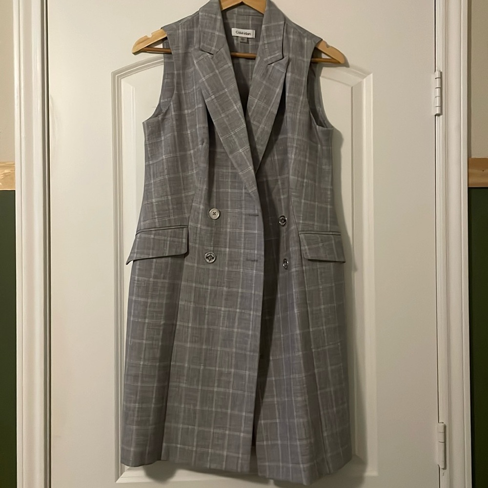 Calvin Klein Light Grey Plaid Dress/Vest